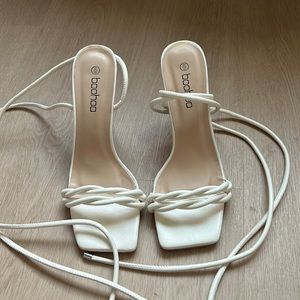 White strappy heels